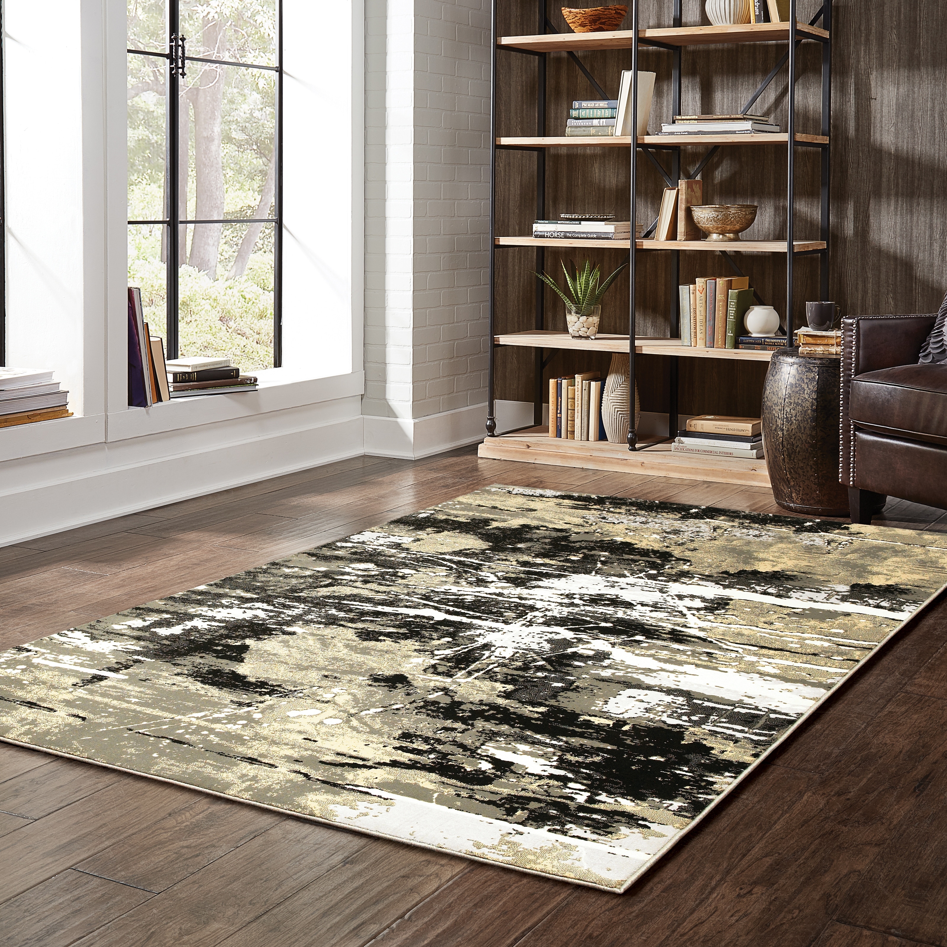 Carbon Loft Mchugh Hi-low Textured Abstract Black And Gold Area Rug