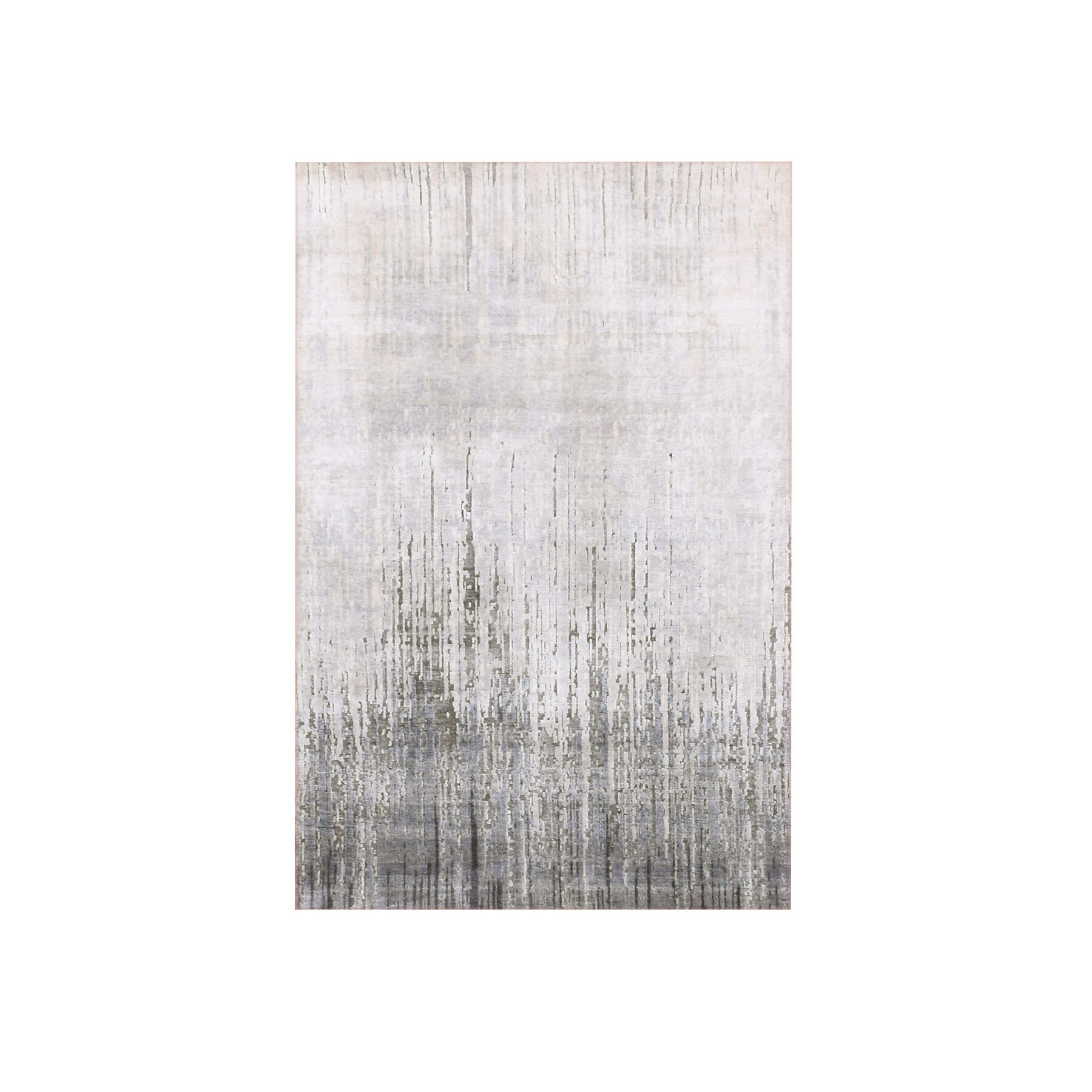 Hand Knotted Grey Modern And Contemporary With Wool and Silk Oriental Rug (3 X 53) - 3 X 53