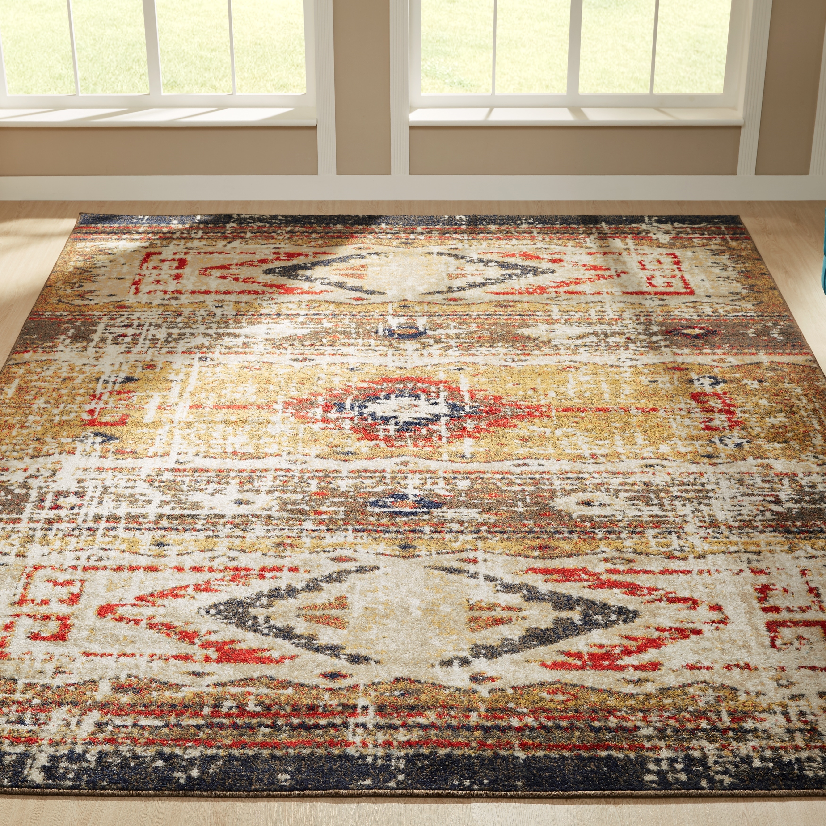 Porch and Den Quince Distressed Diamond Band Area Rug