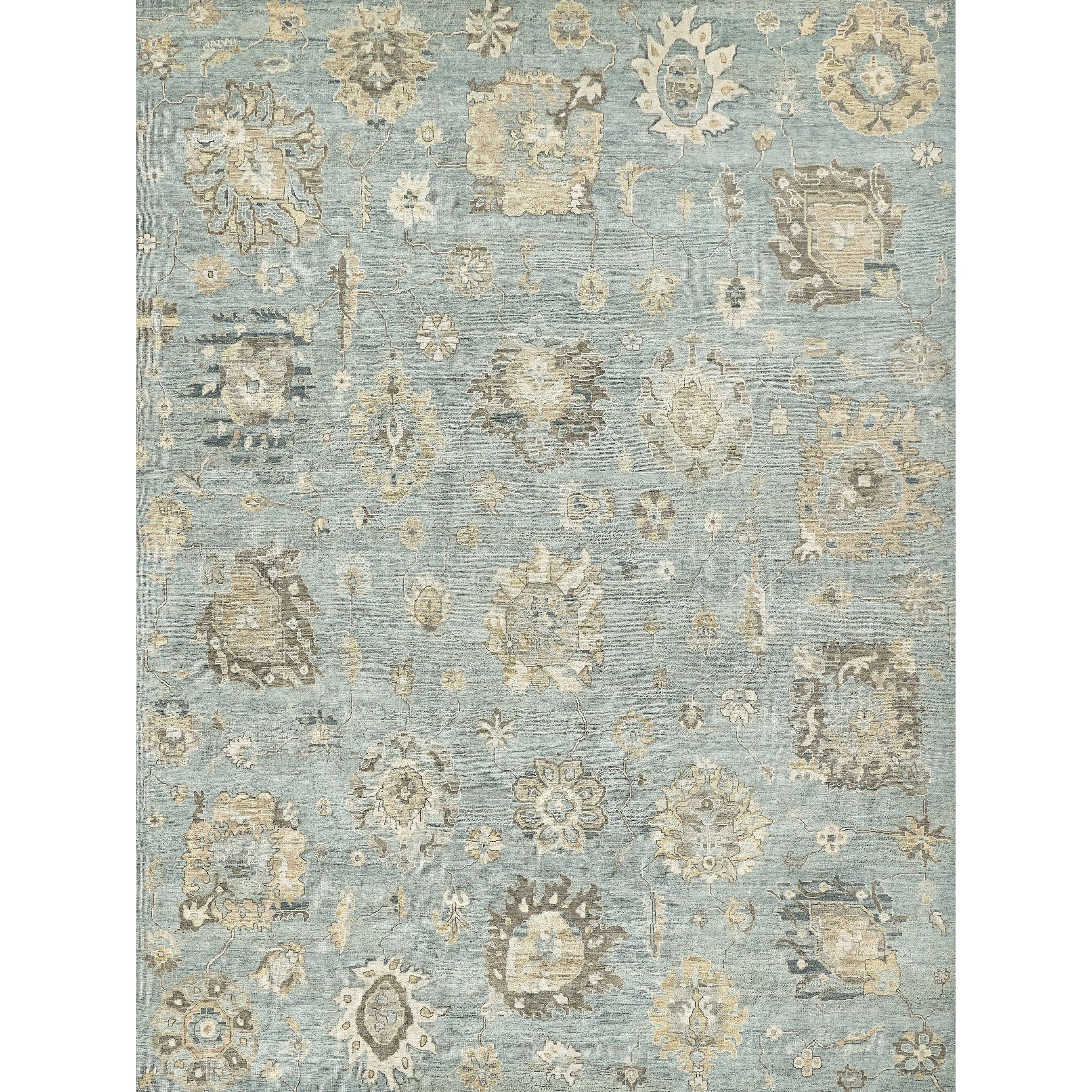 Exquisite Rugs Heirloom Hand-knotted New Zealand Wool Light Blue/gold Area Rug