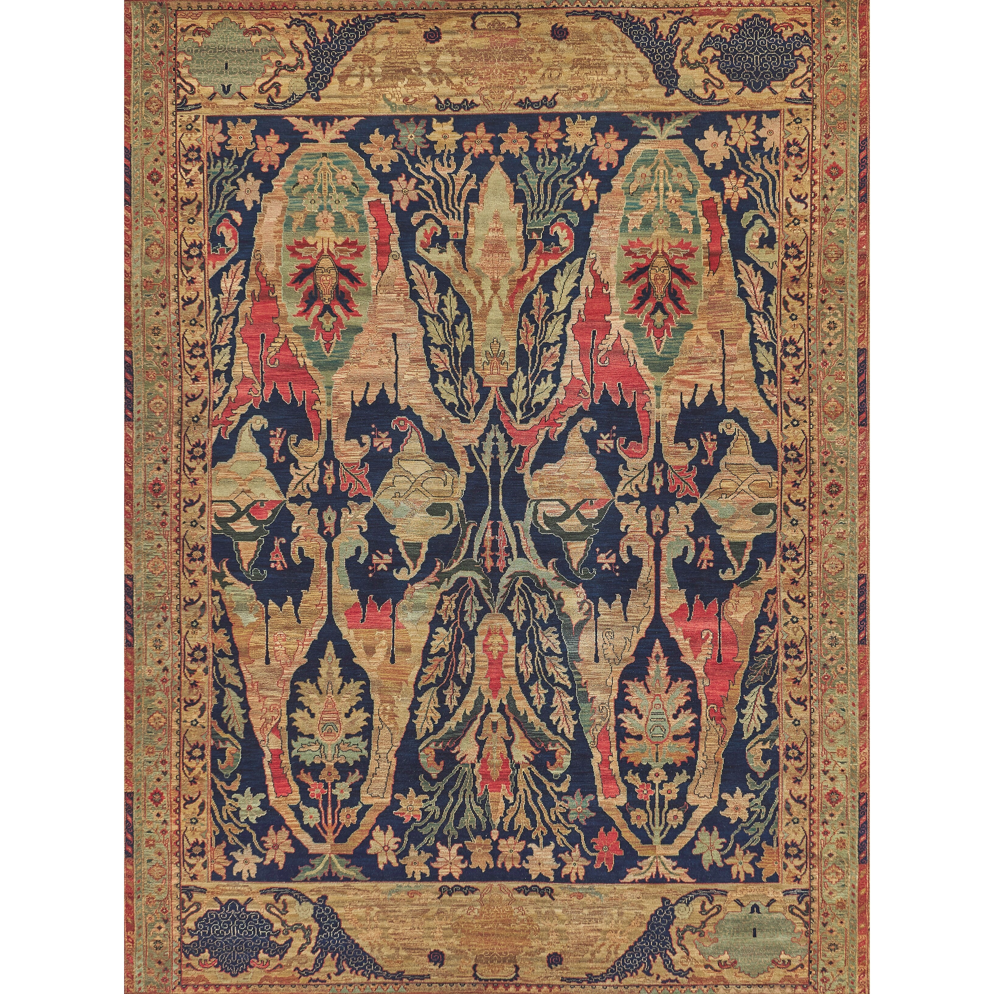 Exquisite Rugs Jurassic Hand-knotted New Zealand Wool Beige/blue/gold Area Rug