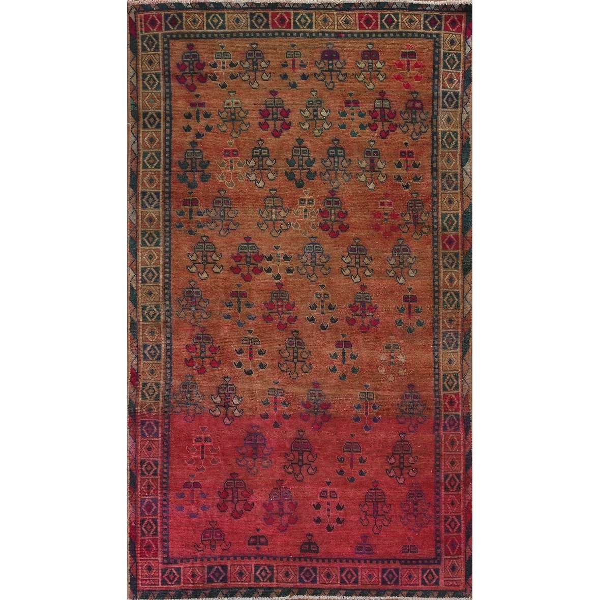 Clearance Over-dyed Shiraz Persian Area Rug Hand-knotted Wool Carpet - 50 X 86