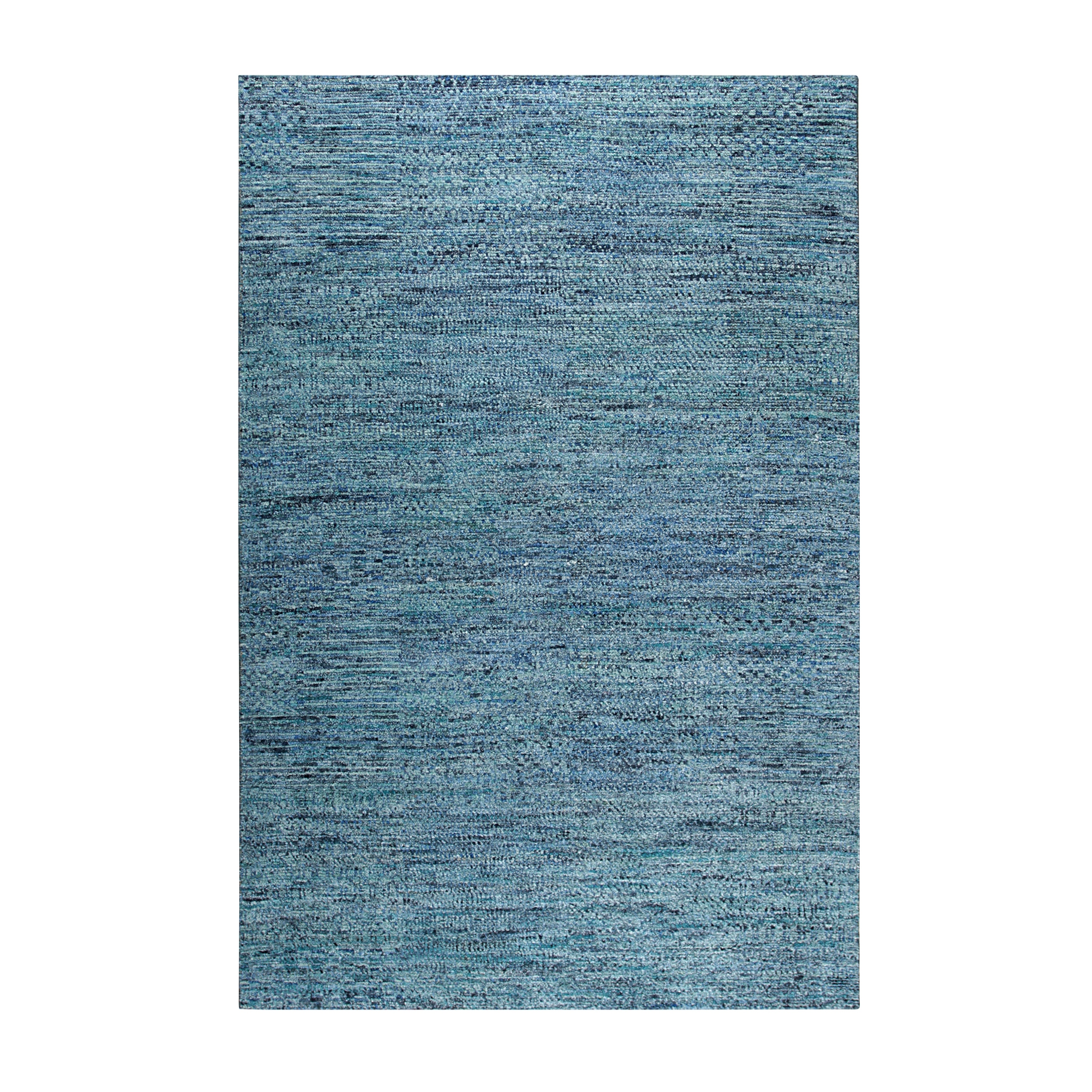 Hand-knotted Natural Silk Blue Mix Contemporary Natural Silk Grass Design Rug