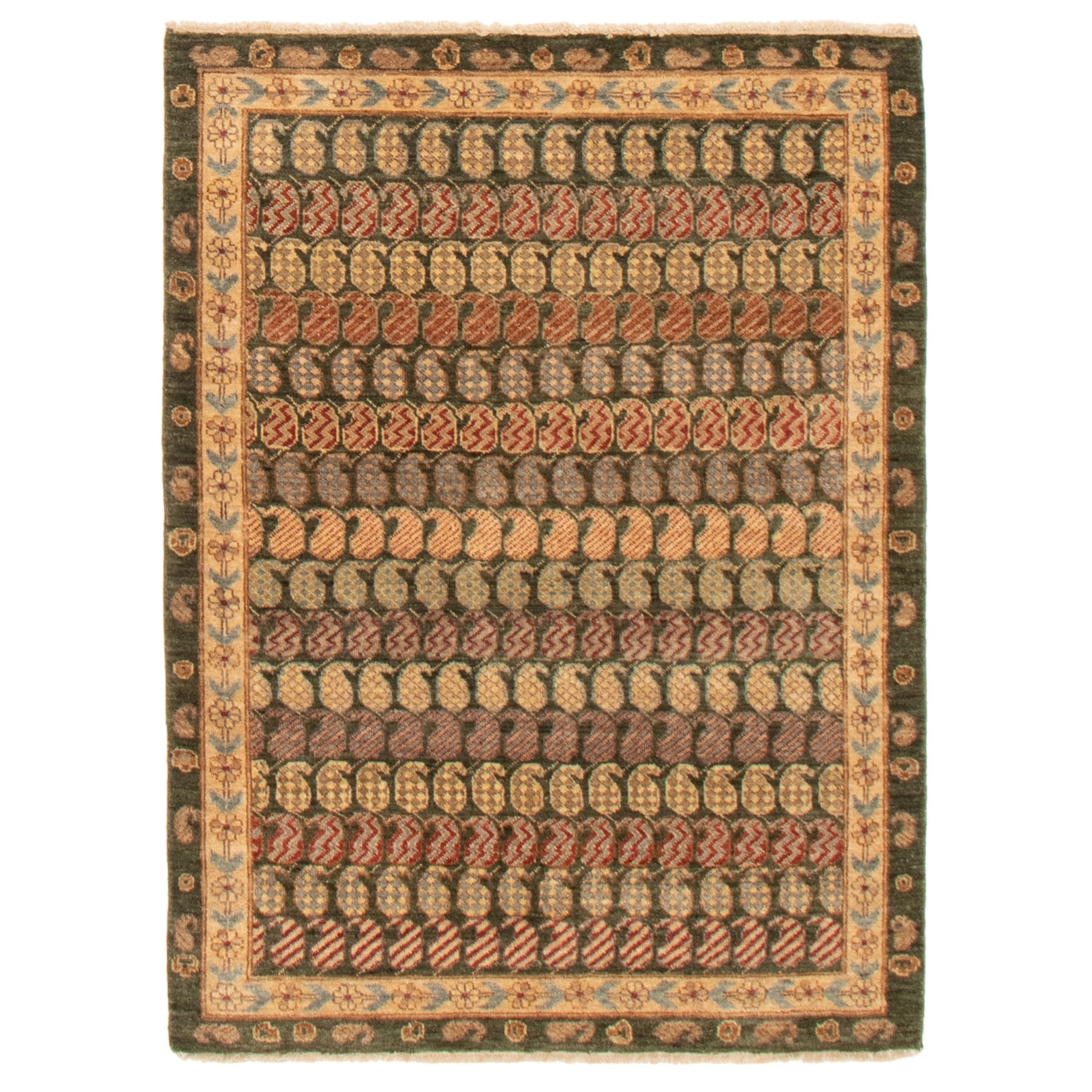 Ecarpetgallery Hand-knotted Chobi Twisted Green Wool Rug - 40 X 57